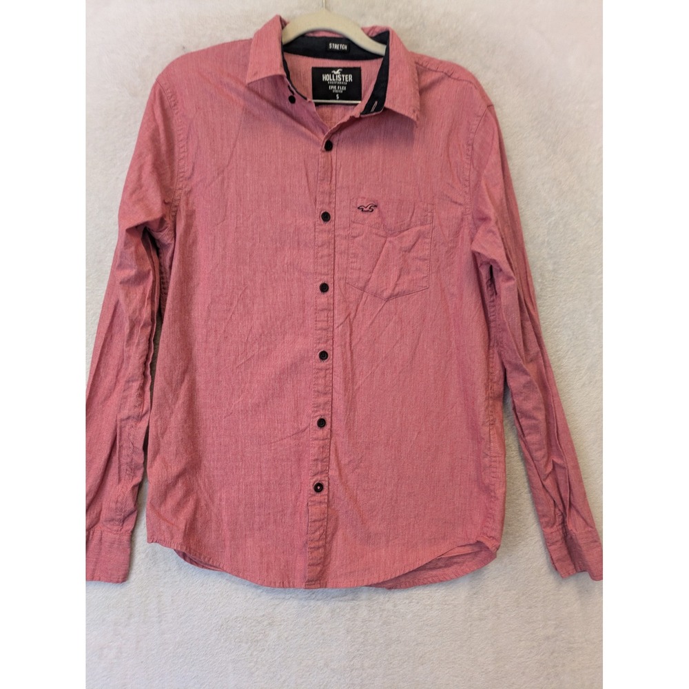 Hollister Button Down Men's S Coral Epic Flex Stretch Long Sleeve‎ Shirt